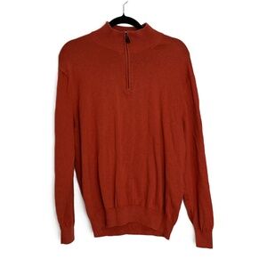 Joseph A Bank Pima‎ Cotton Orange Long Sleeve Quarter Zip Sweater Large